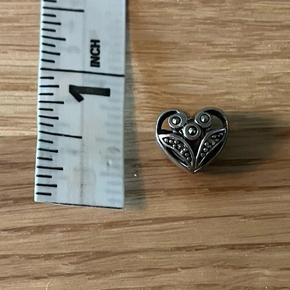 925 Sterling Silver Heart Charm with semi precious stones